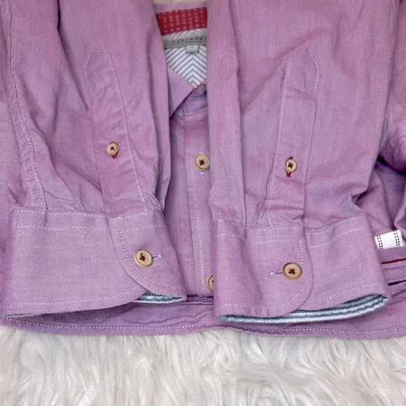 Ted Baker London Size 4 Men’s Casual‎ Long Sleeve Button Down Burgundy - Picture 9 of 10